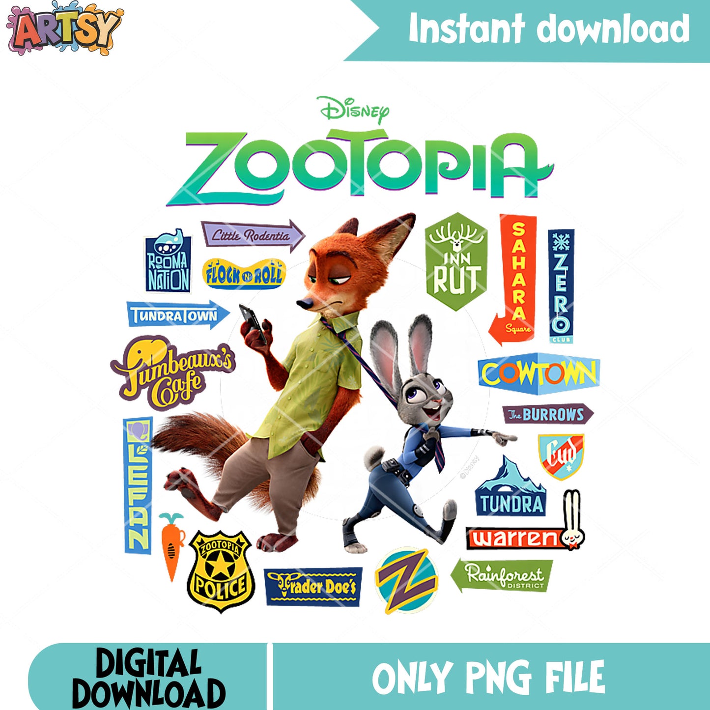The zootopia logo png, zootopia movie png, judy and nick png