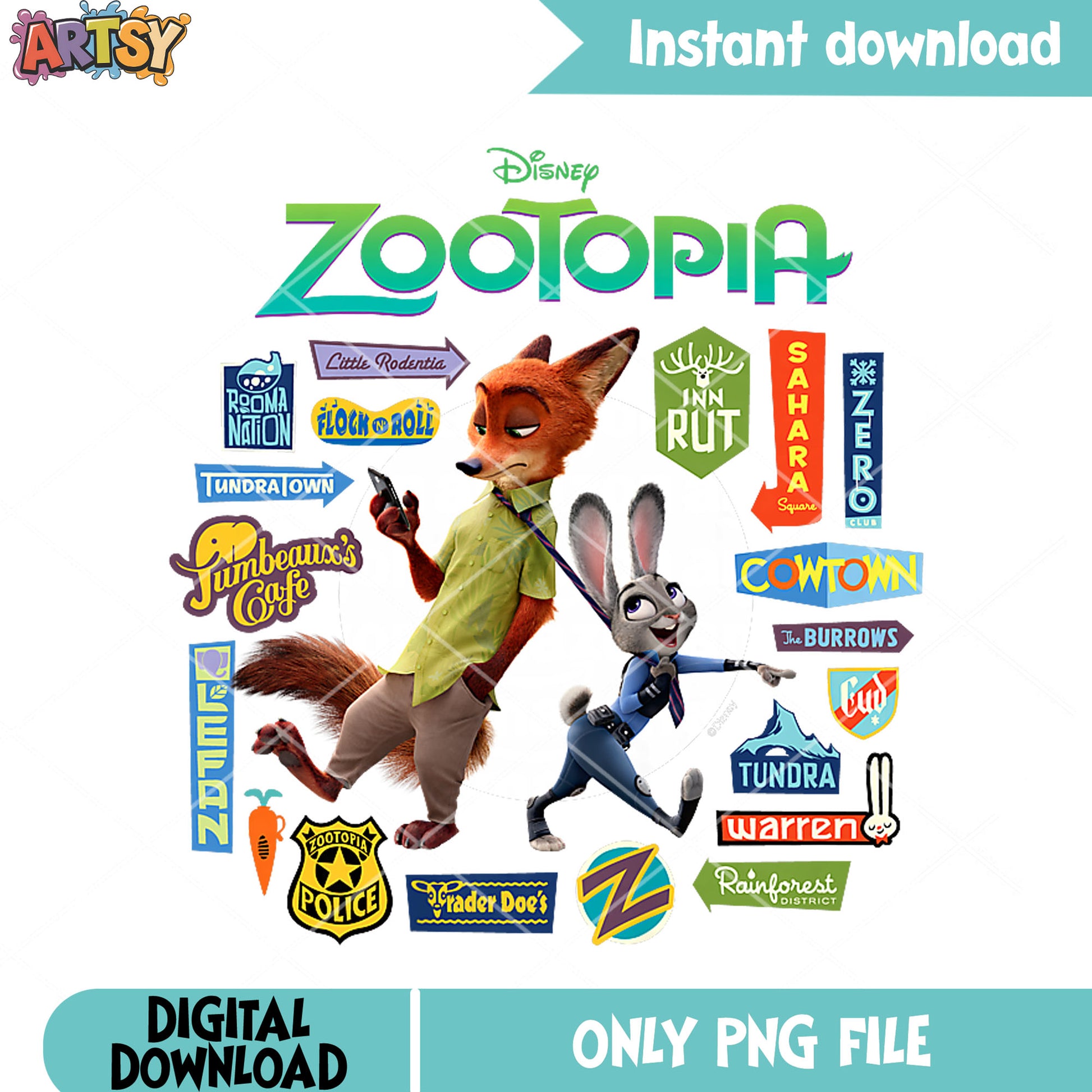 The zootopia logo png, zootopia movie png, judy and nick png