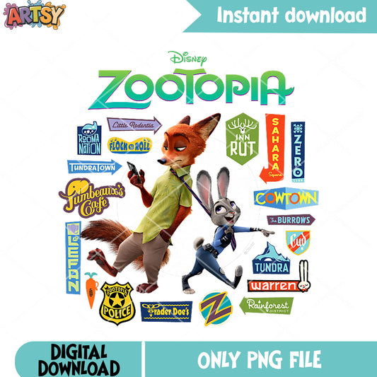 The zootopia logo png, zootopia movie png, judy and nick png