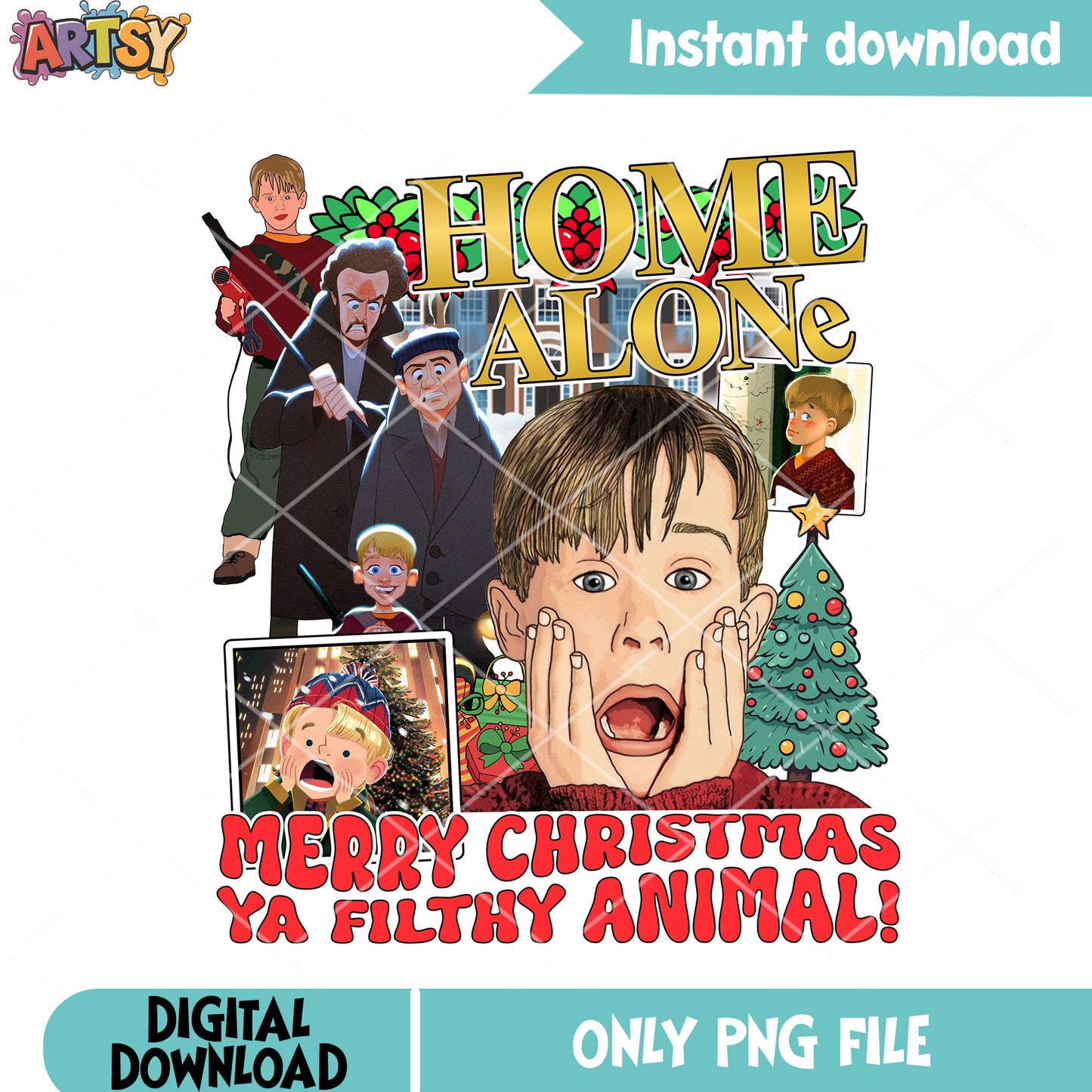 Thief christmas tree png, christmas movie​ png, home alone​ png
