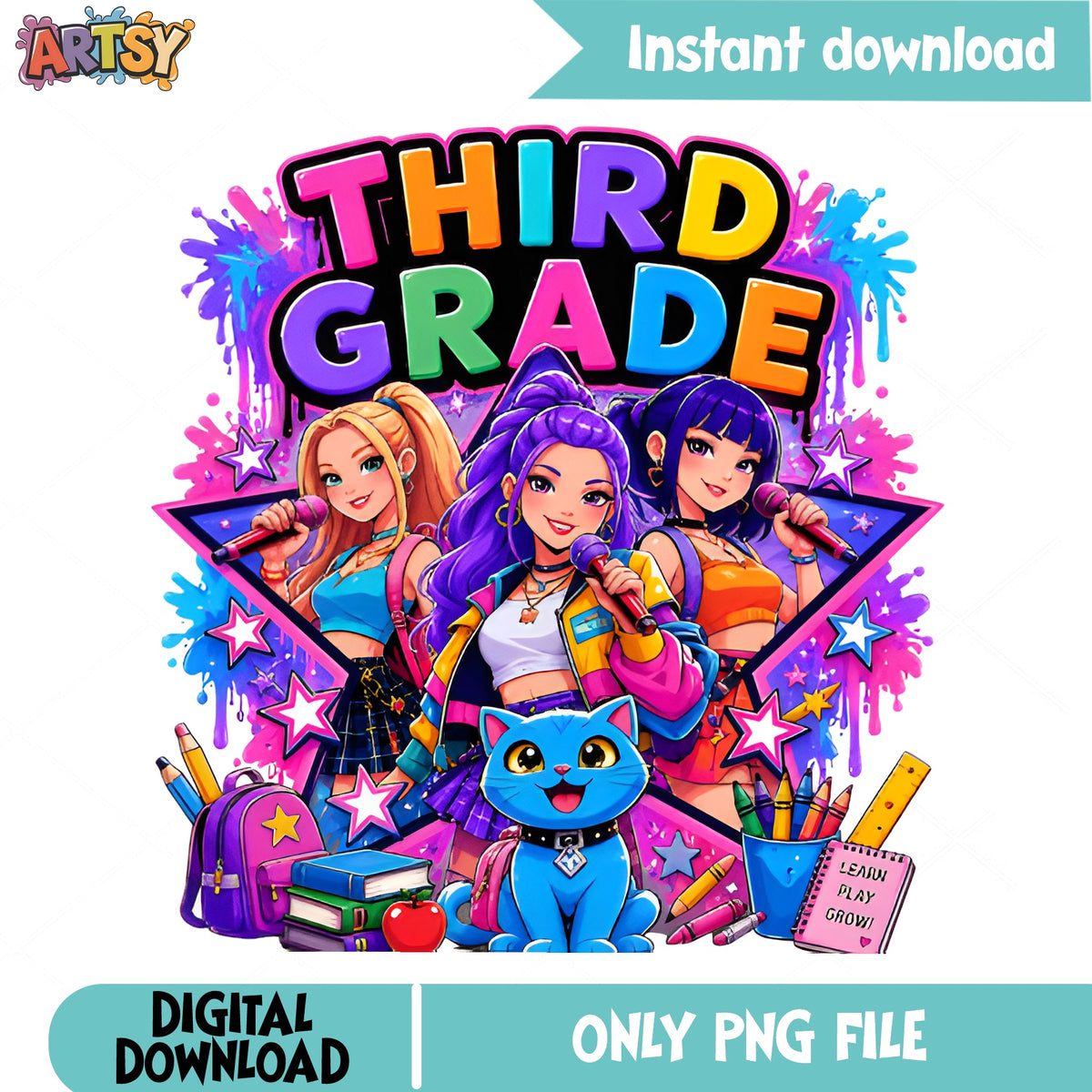 Third Grade Girl PNG, Back To School PNG, Teacher Gift PNG