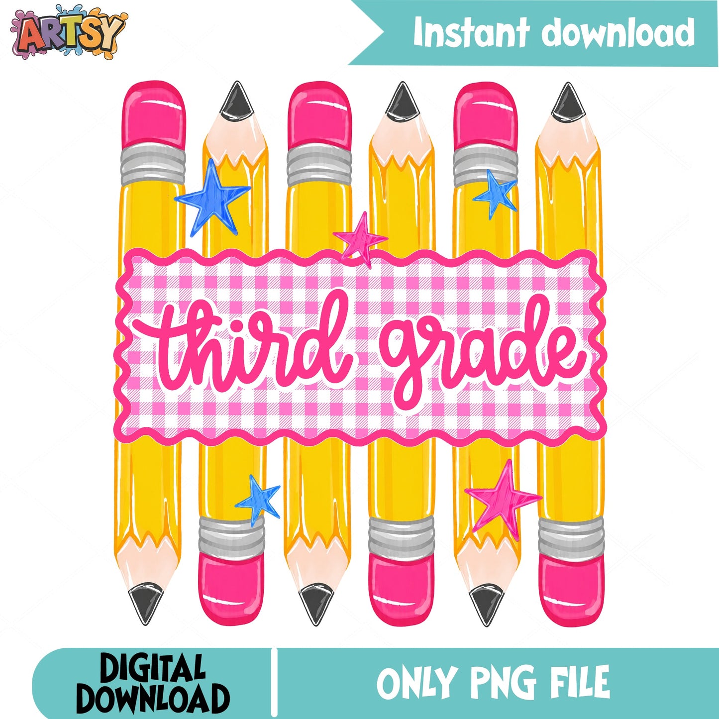 Third Grade Pencil PNG, Back To School PNG, Teacher PNG