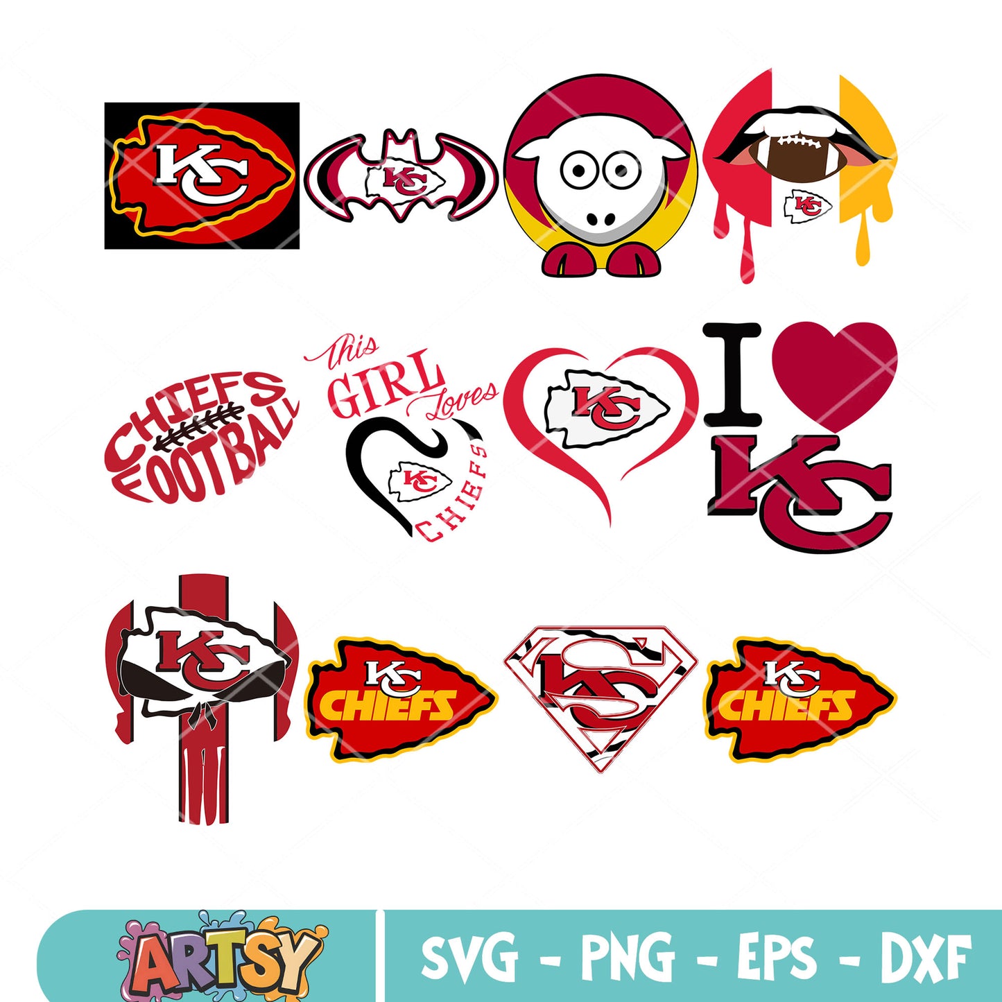 This girl loves kansas chief bundle svg, batman svg, nfl football team svg