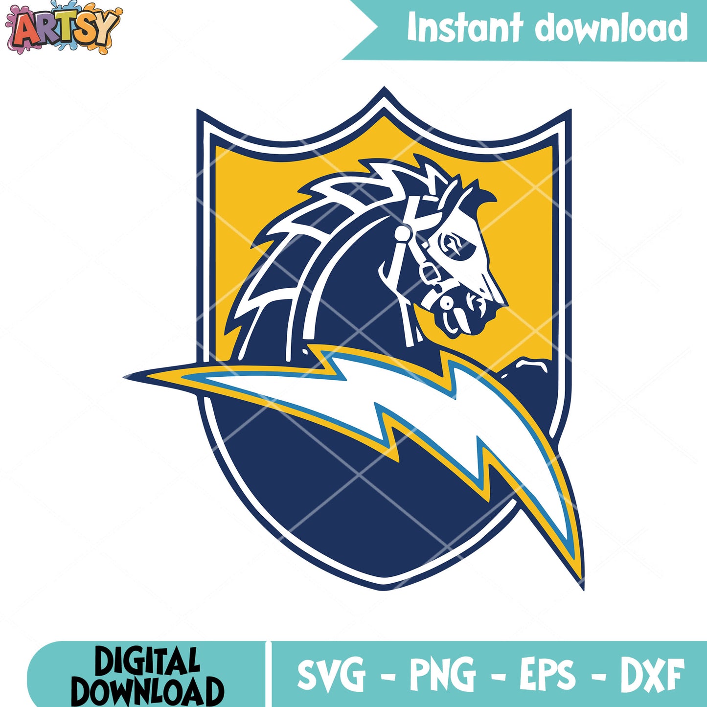 Thunder horse shield svg, sofi stadium svg, ​los angeles chargers svg