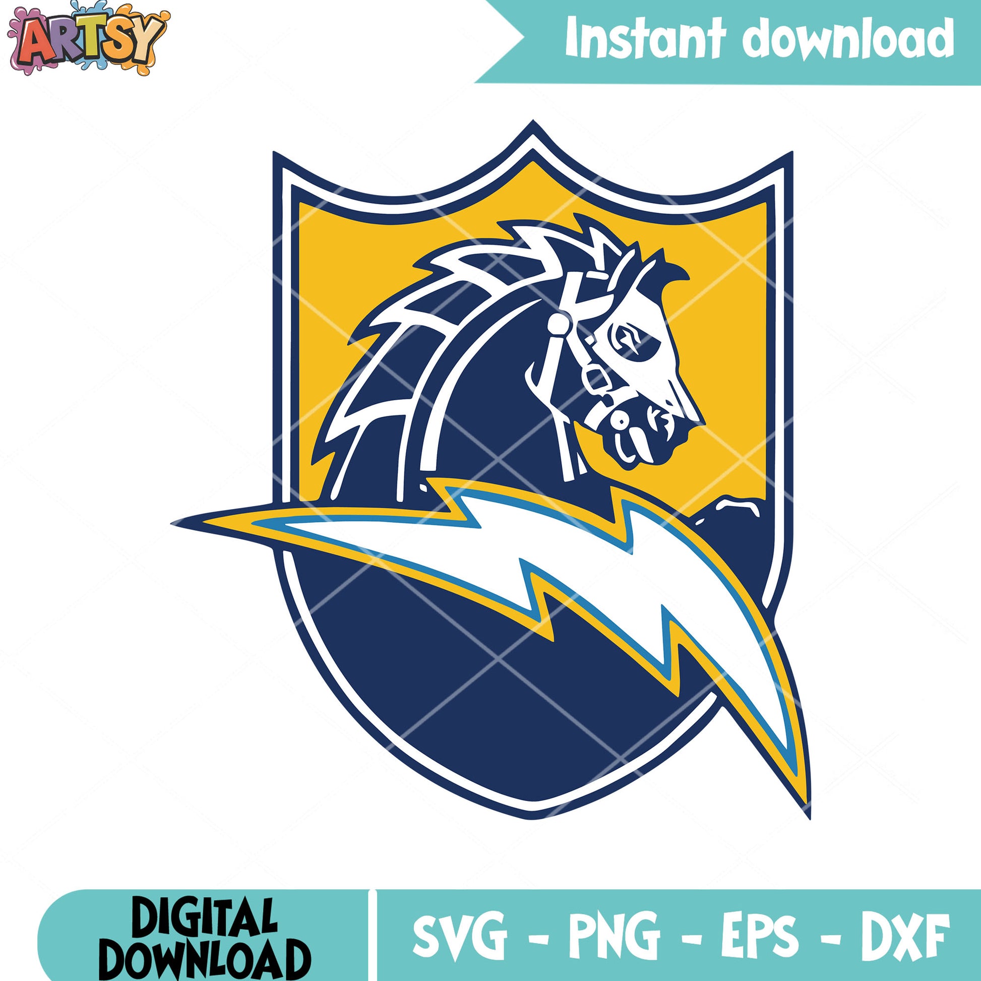 Thunder horse shield svg, sofi stadium svg, ​los angeles chargers svg