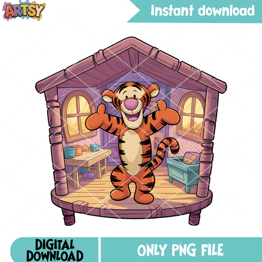Tiger pooh friends poster png, pooh poster png, disney tiger png
