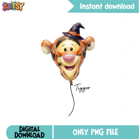 Tigger Halloween Balloon PNG, Disney Witch PNG, Winnie The Pooh PNG