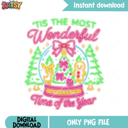 Time of the year christmas png, christmas crystal ball png, xmas png