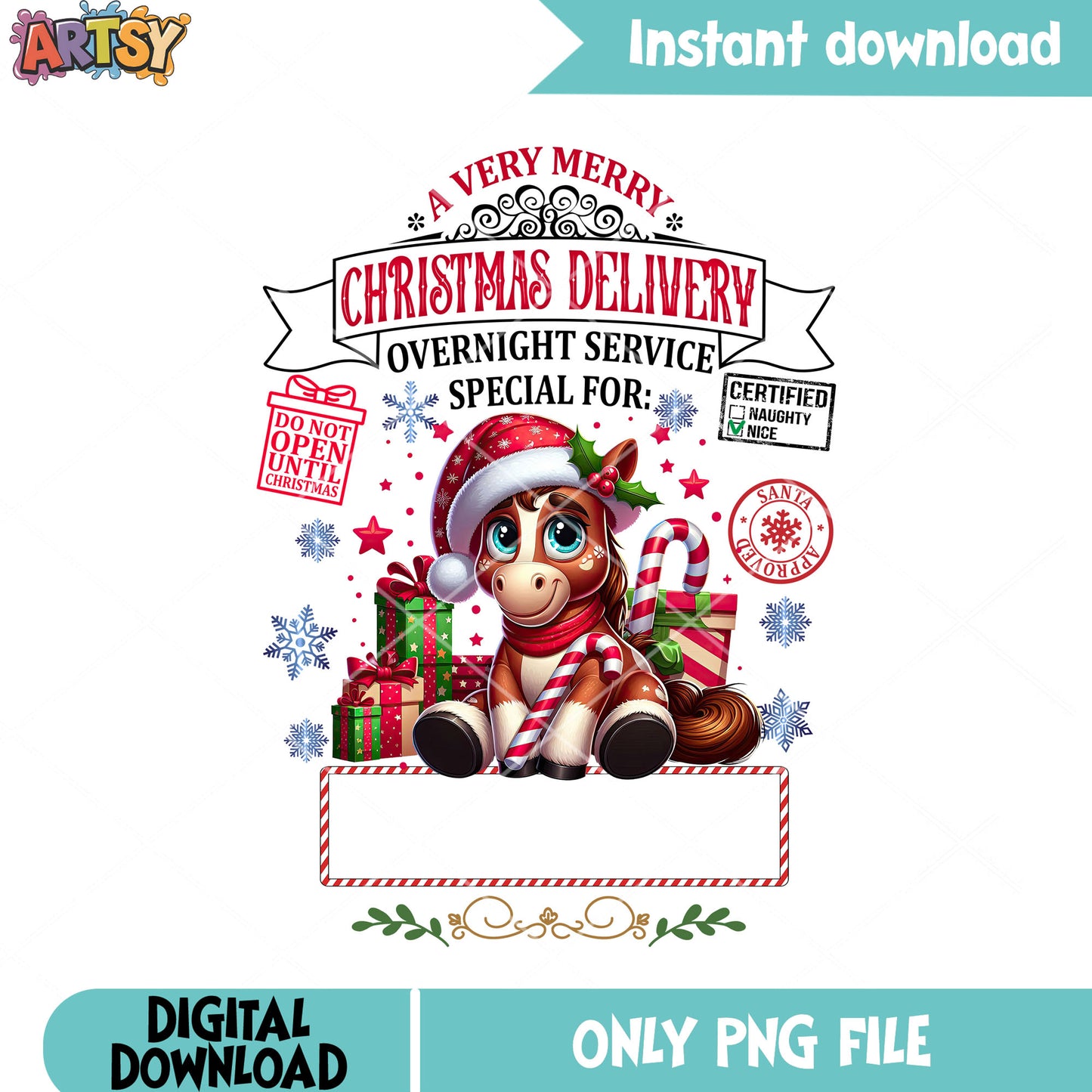 Tiny horse christmas png, disney christmas png, frozen png