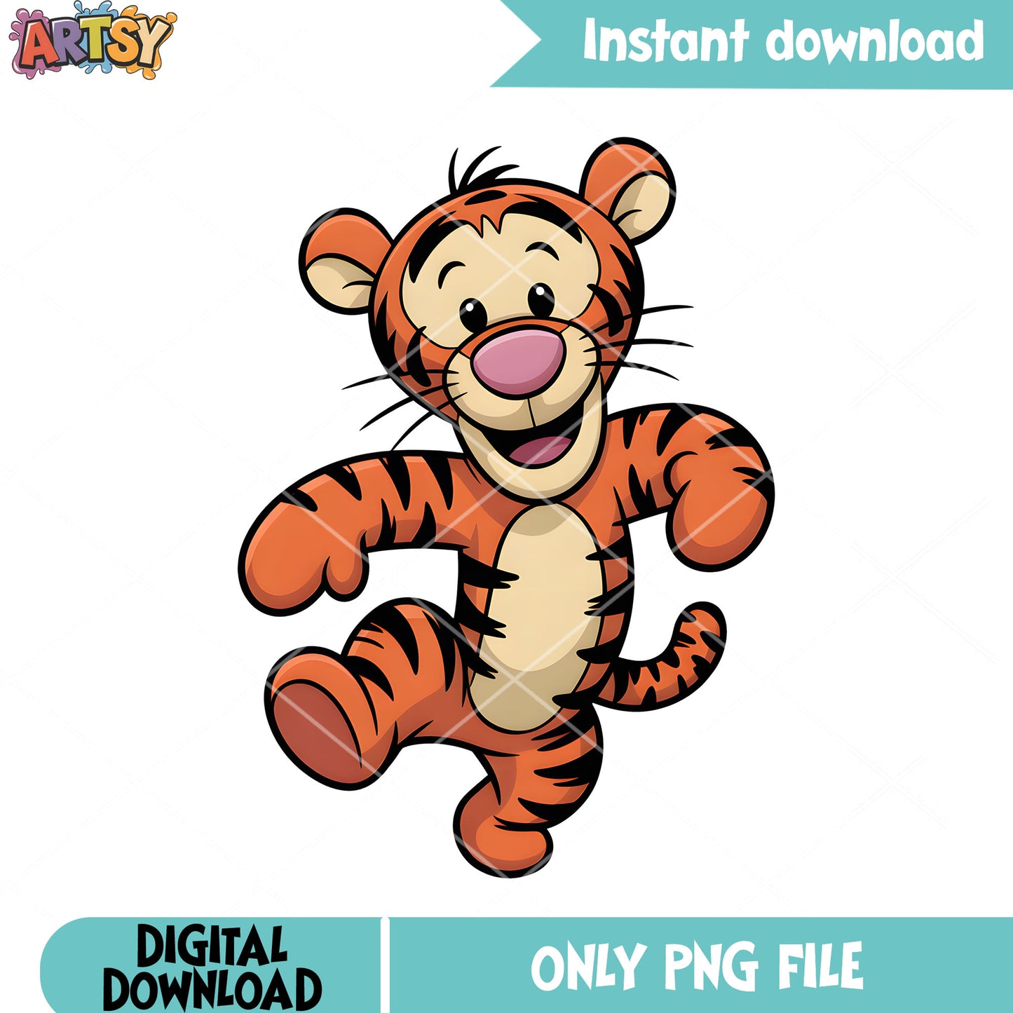 Tiny pooh tiger chibi png, winnie pooh poster png, disney tiger png