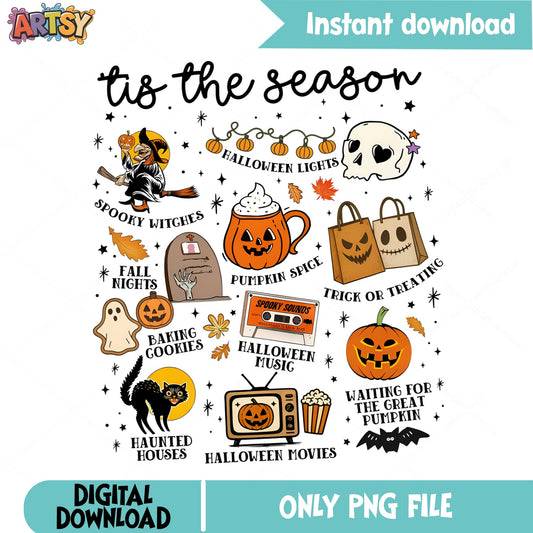Tis The Season Halloween PNG, Spooky Witches PNG, Fall PNG