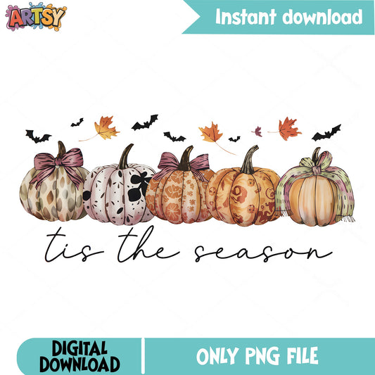 Tis The Season Pumpkin PNG, Fall Halloween PNG, Autumn PNG