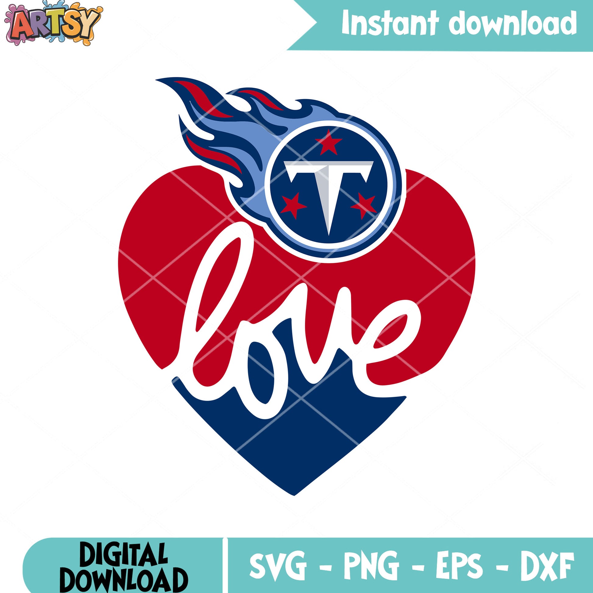 Titans love in my heart svg, afc south svg, nfl teams svg