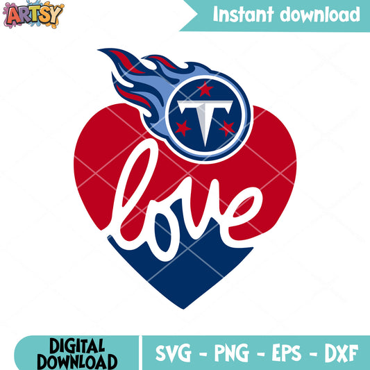 Titans love in my heart svg, afc south svg, nfl teams svg