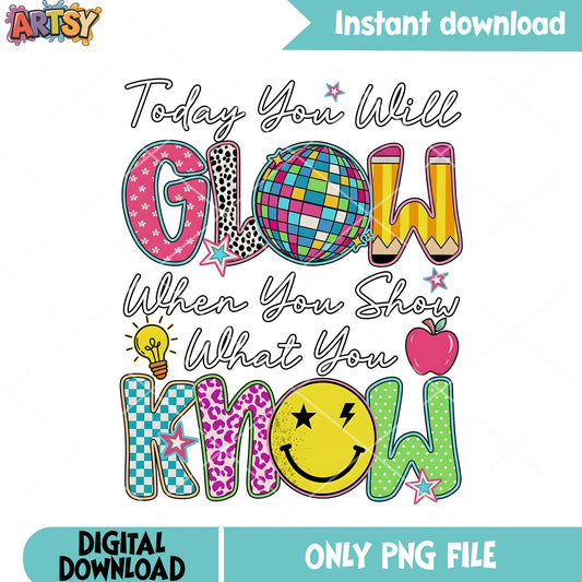 Today you will glow png, 90s discoball png, smile icon png