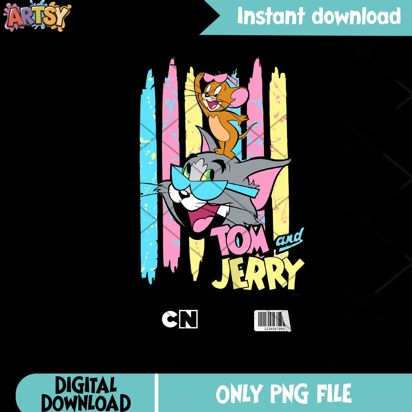 Tom and Jerry png, Cartoon Network png, 90s style png