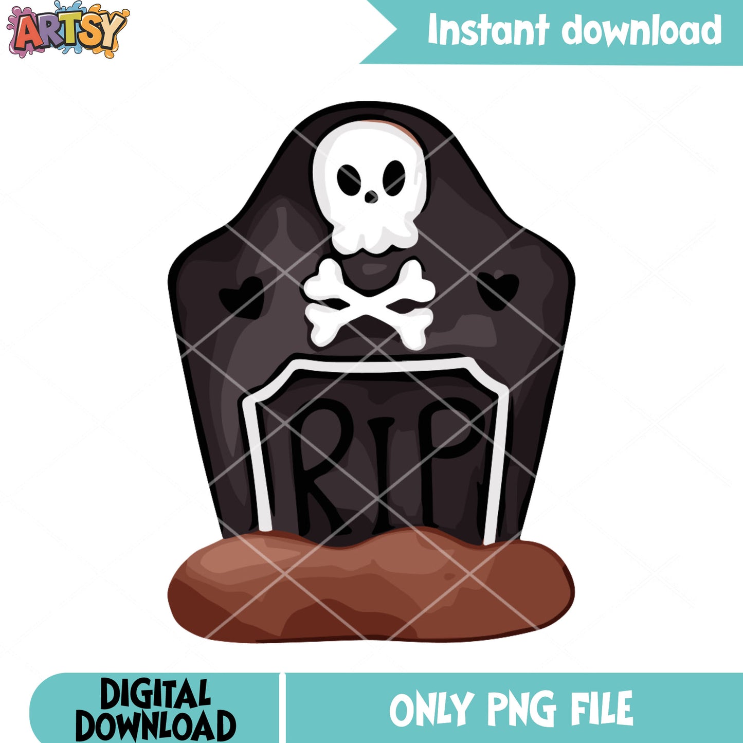 Tomb stone png, skull skeleton png, halloween night png