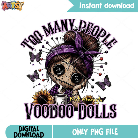 Too many people voodoo dolls png, spooky dools png, black magical png
