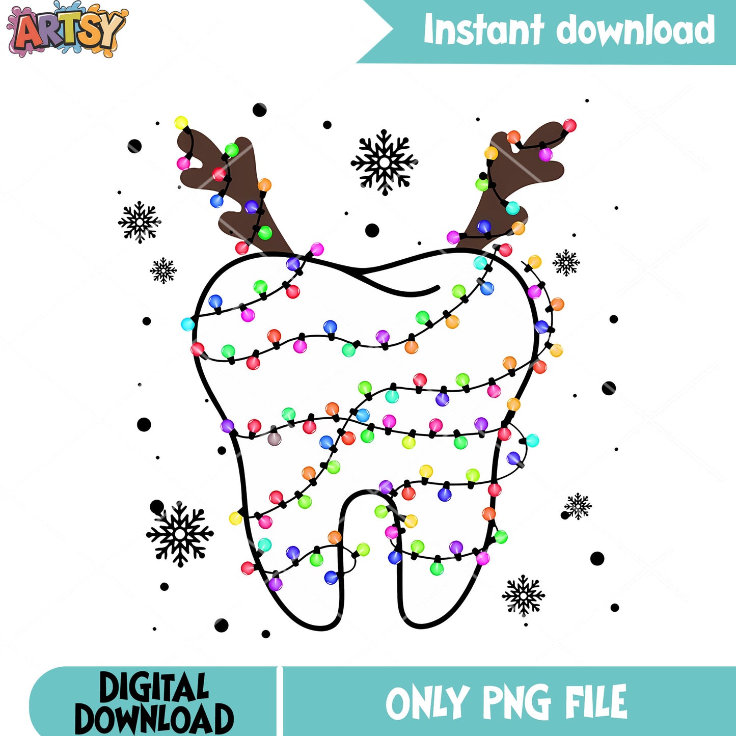 Tooth christmas ornaments png, christmas tooth lights png, tooth png