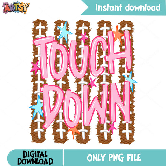 Touchdown Football PNG, Game Day Sublimation, Football Mom PNG