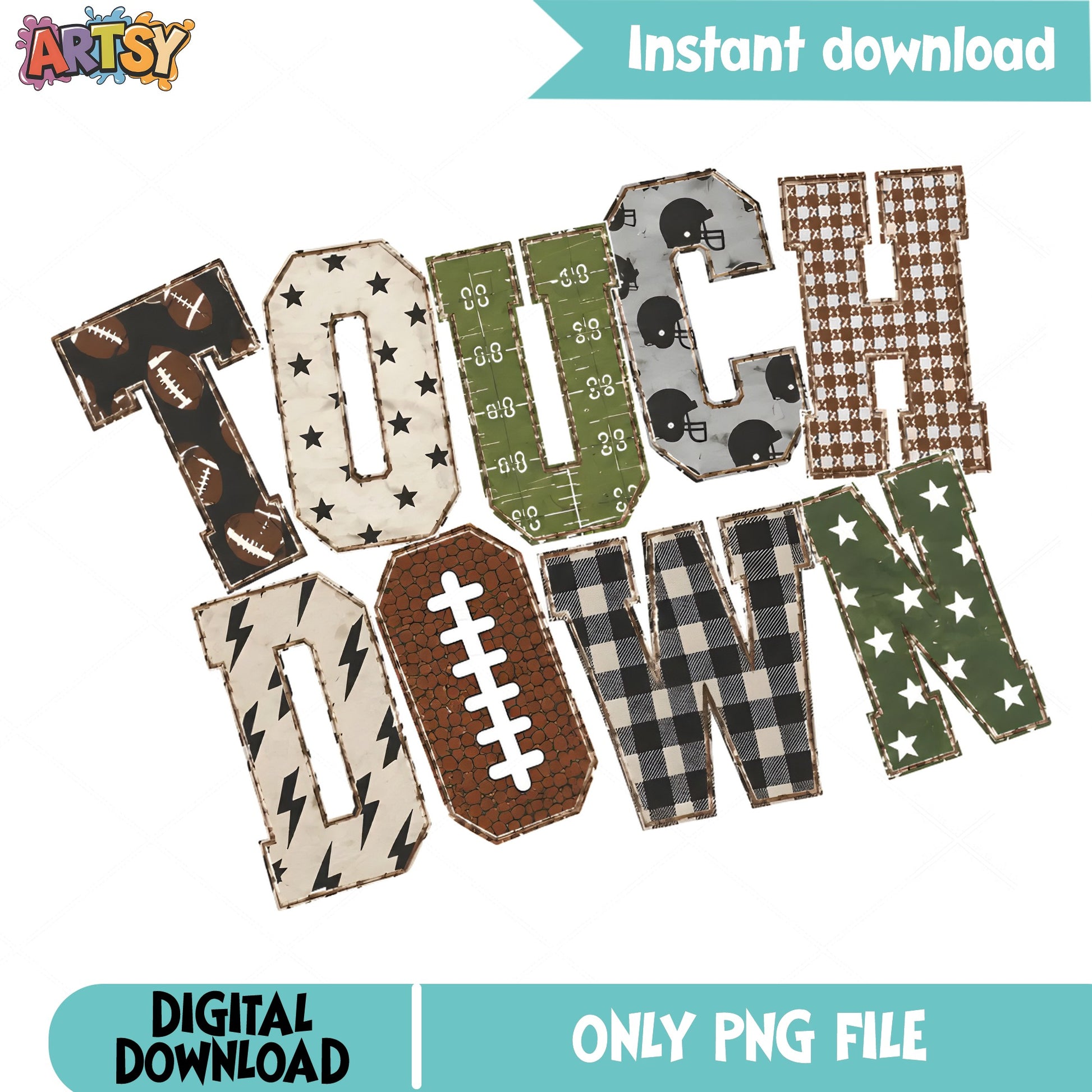 Touchdown Football PNG, Game Day Sublimation PNG, Football Season PNG