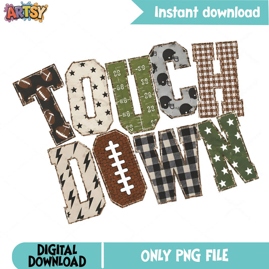 Touchdown Football PNG, Game Day Sublimation PNG, Football Season PNG