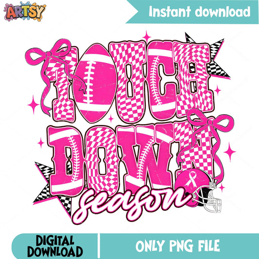 Touchdown Season PNG, Breast Cancer Awareness Football PNG, Pink Ribbon PNG