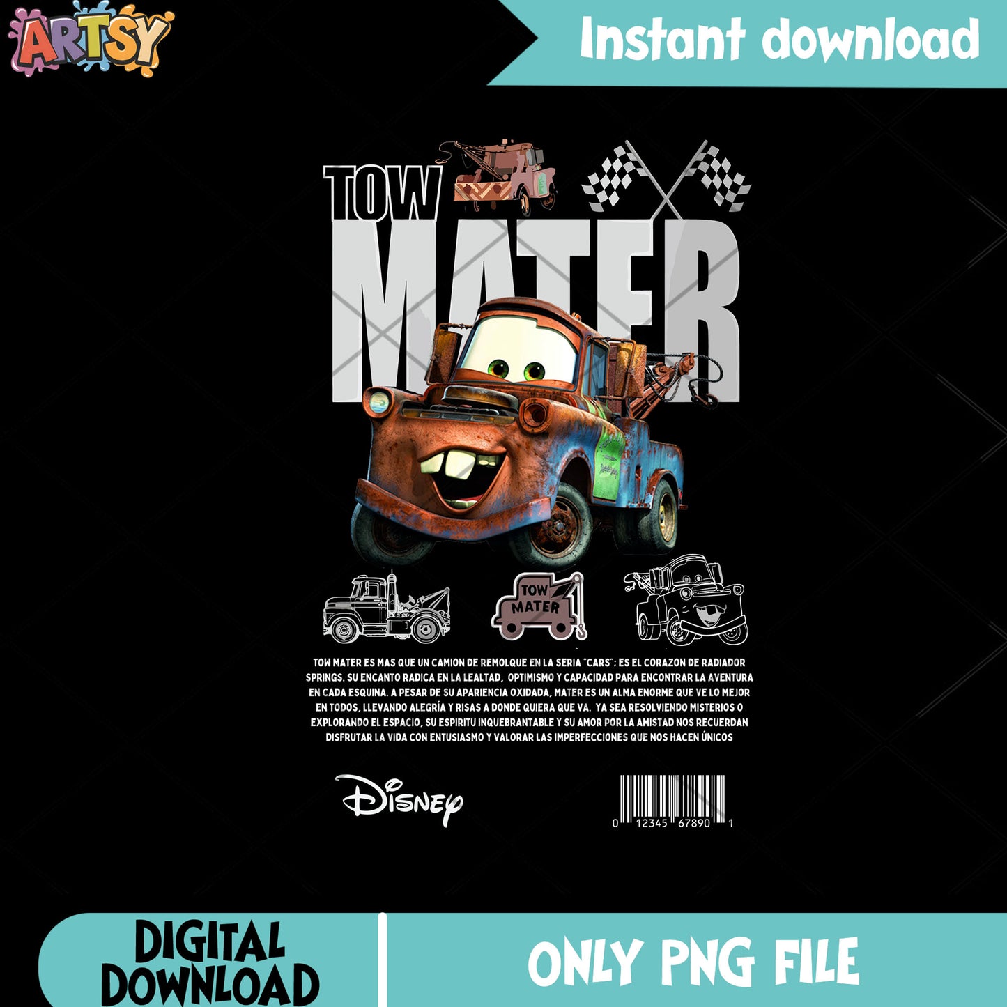 Tow Mater png, Cars movie png, Disney Pixar png