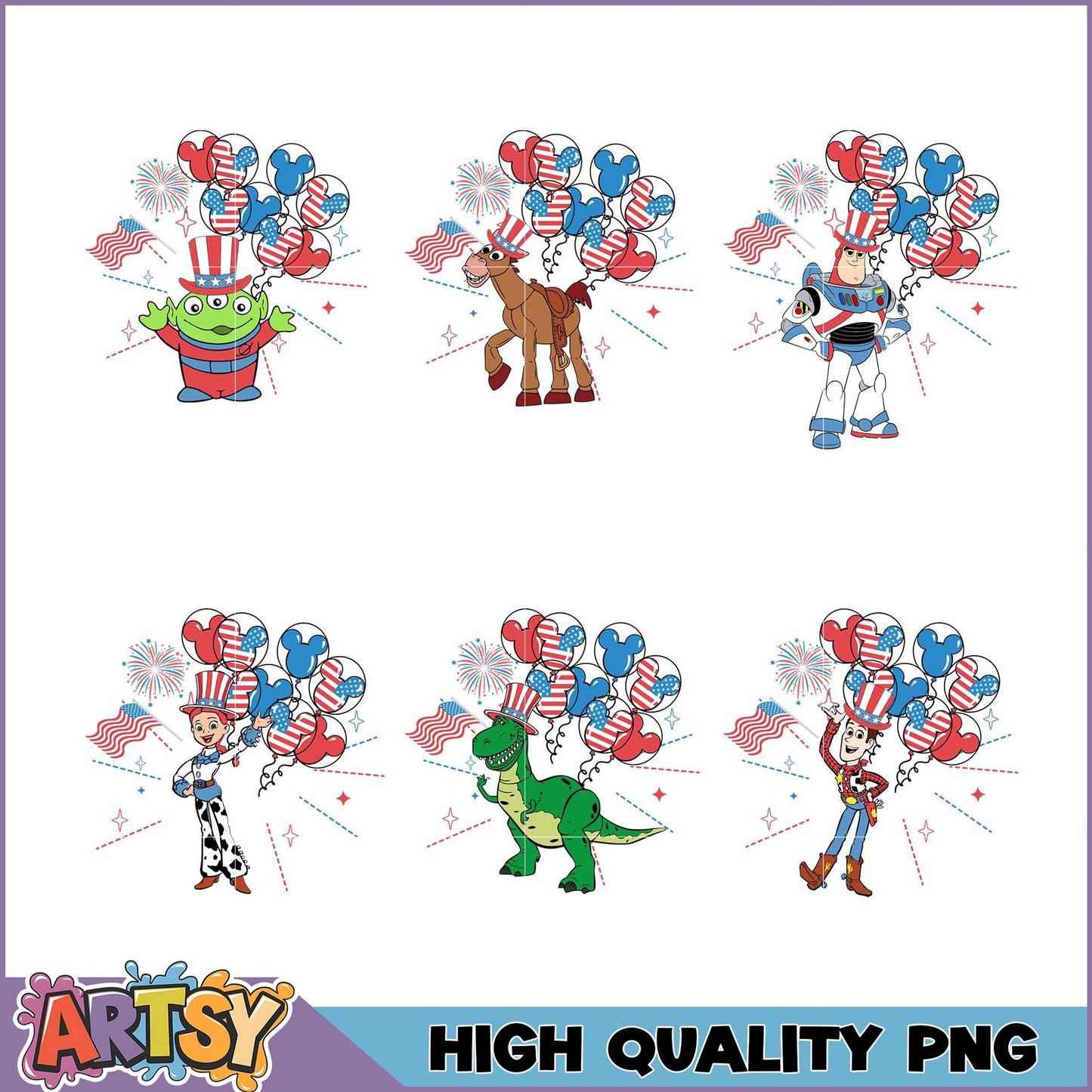 Toy Story 4th of July PNG Bundle High Quality Images