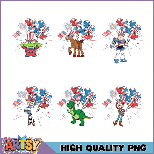 Toy Story 4th of July PNG Bundle High Quality Images