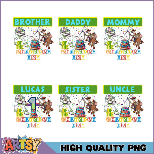Toy Story Birthday PNG Bundle Brother, Sister, Mom, Dad