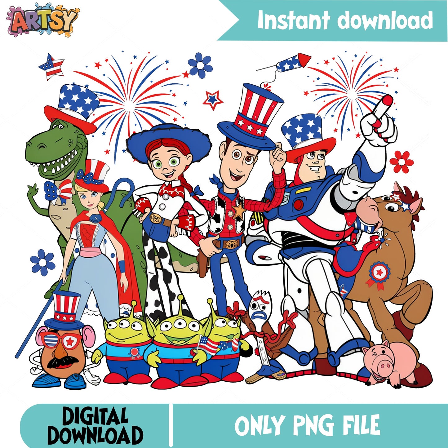 Toy Story 4th Of July PNG Bundle, Disney PNG, Woody Buzz PNG