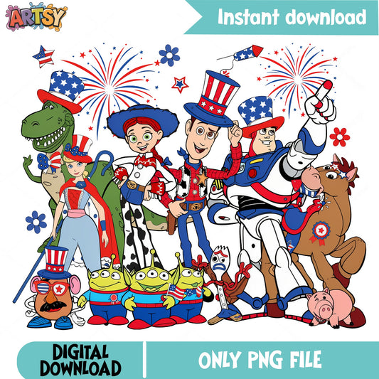Toy Story 4th Of July PNG Bundle, Disney PNG, Woody Buzz PNG