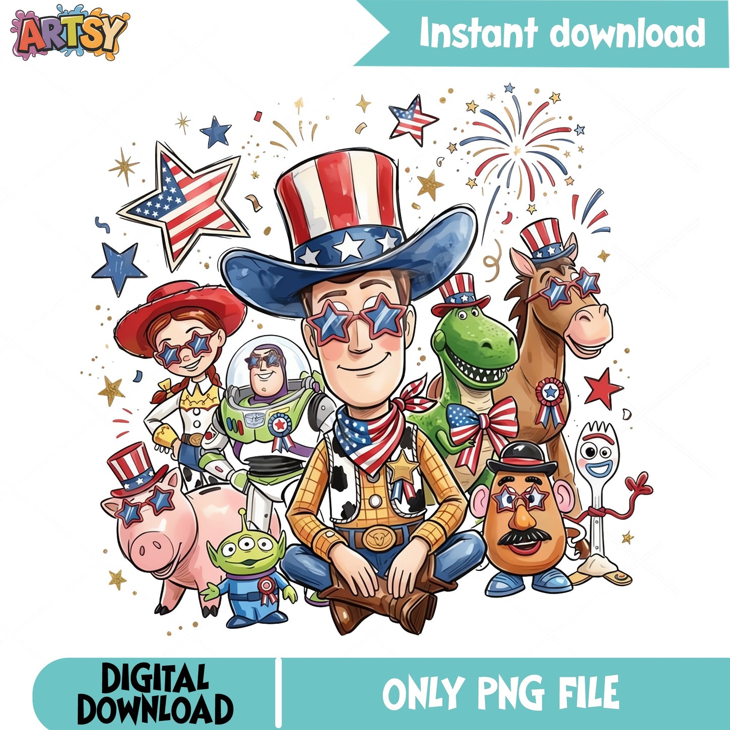Toy Story 4th Of July PNG, Woody And Friends PNG, Disney PNG