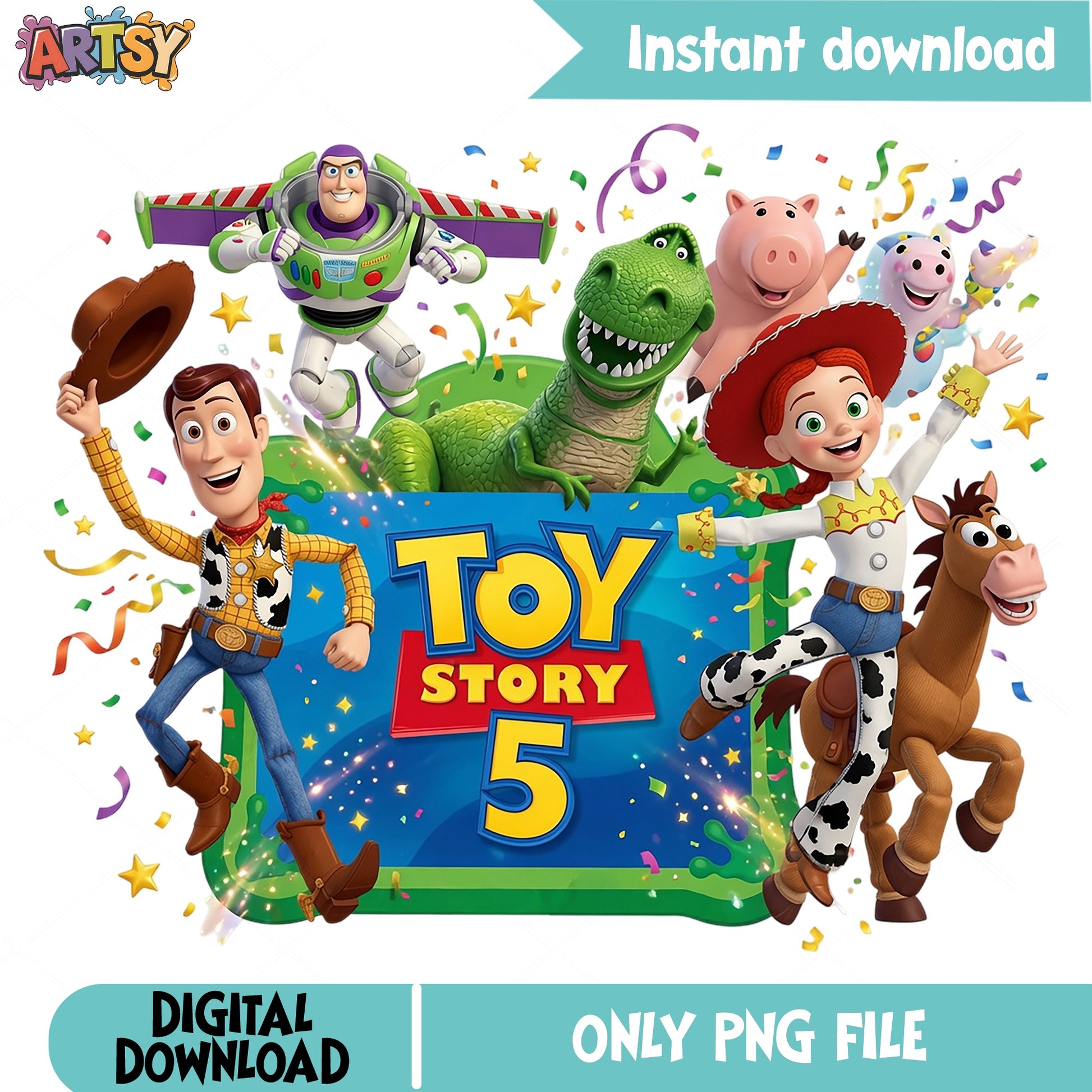 Toy Story 5 Characters PNG Bundle, Disney Pixar PNG, Birthday PNG