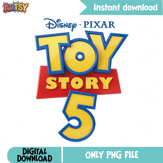 Toy Story 5 PNG, Disney Pixar Logo PNG, Digital Download PNG