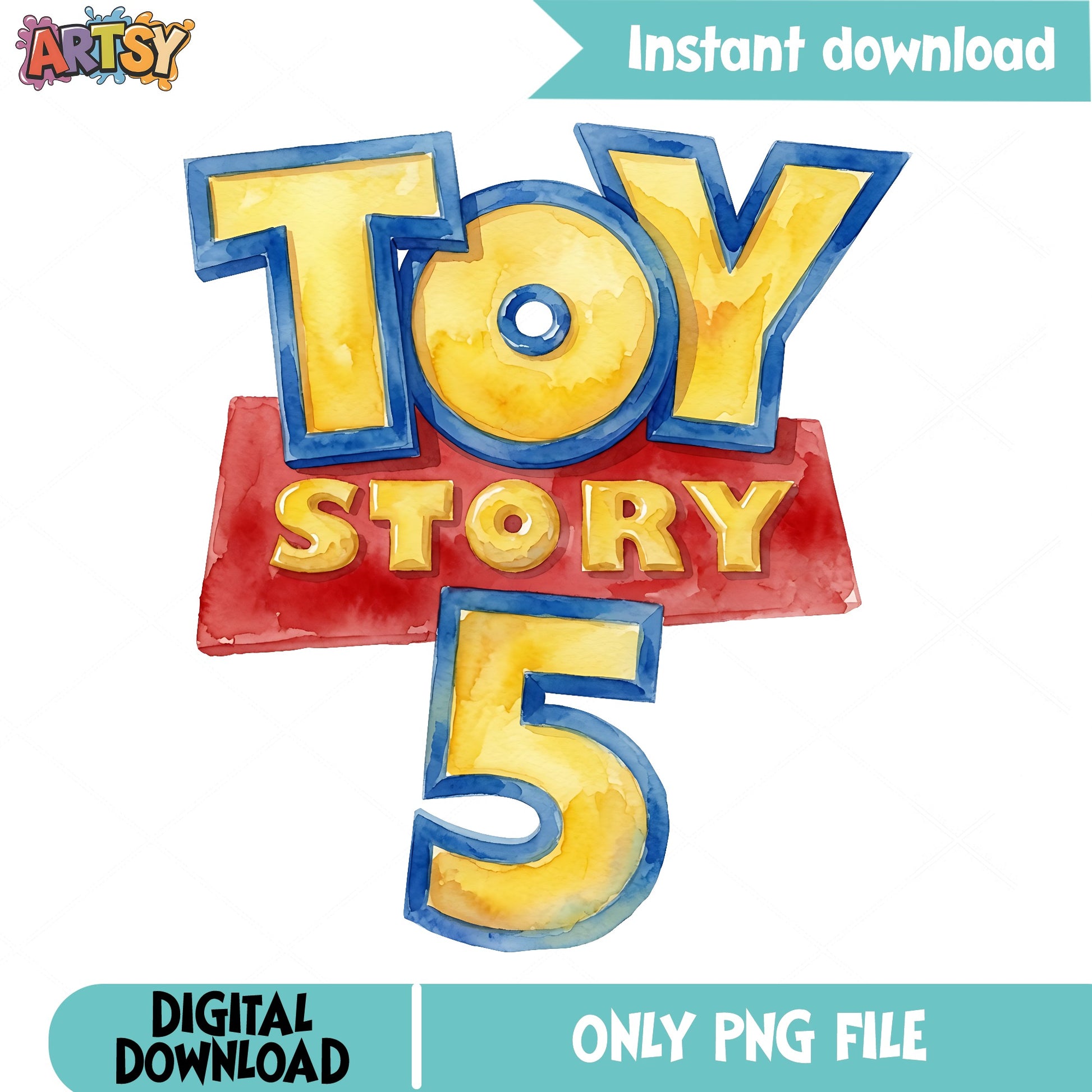 Toy Story 5 PNG Watercolor, Disney Pixar PNG, Birthday PNG