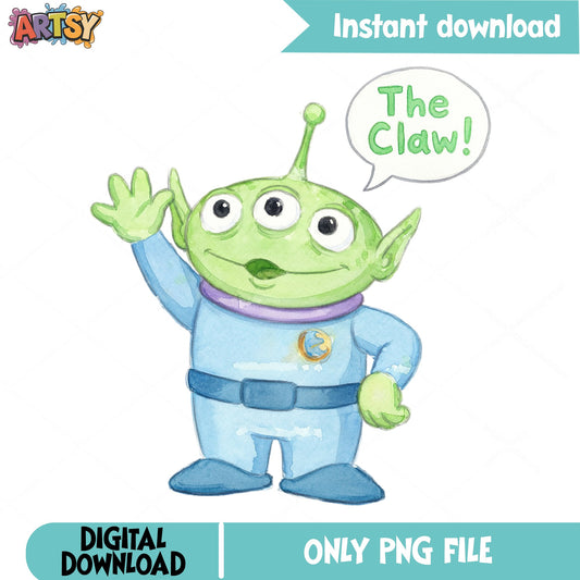 Toy Story Alien The Claw PNG, Little Green Men PNG, Disney Pixar PNG