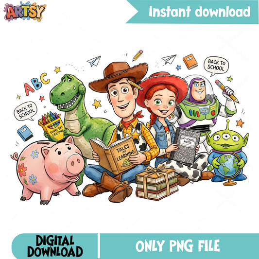 Toy Story Back To School PNG, Woody Buzz Lightyear PNG, Disney PNG