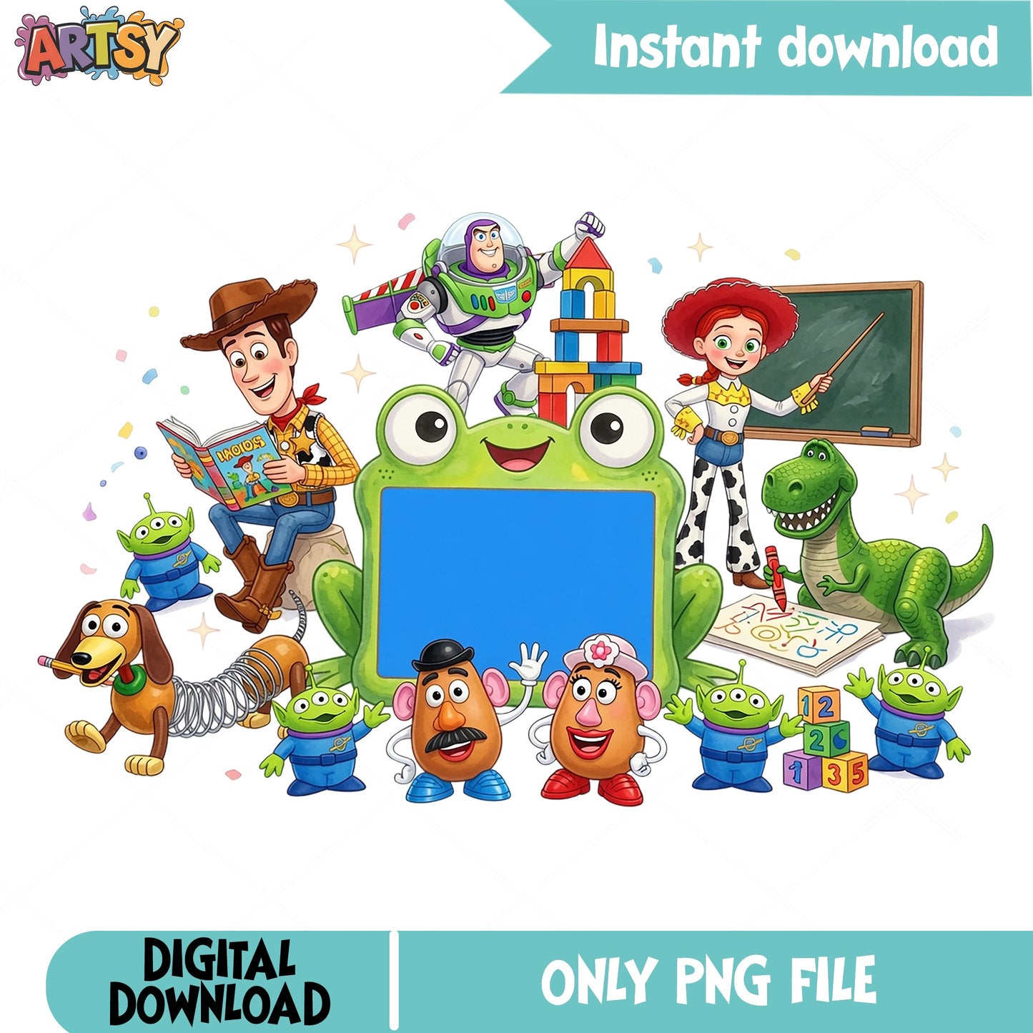 Toy Story Characters Back To School PNG, Disney PNG, Woody Buzz PNG