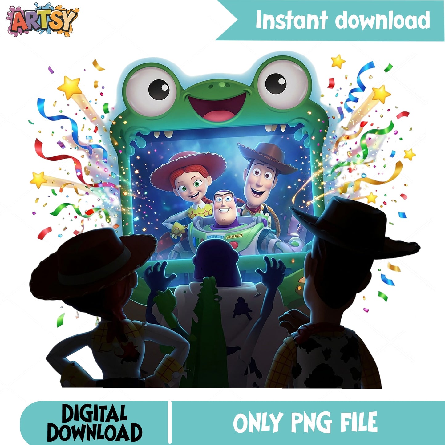 Toy Story Characters Birthday PNG, Woody Buzz Jessie PNG, Disney PNG