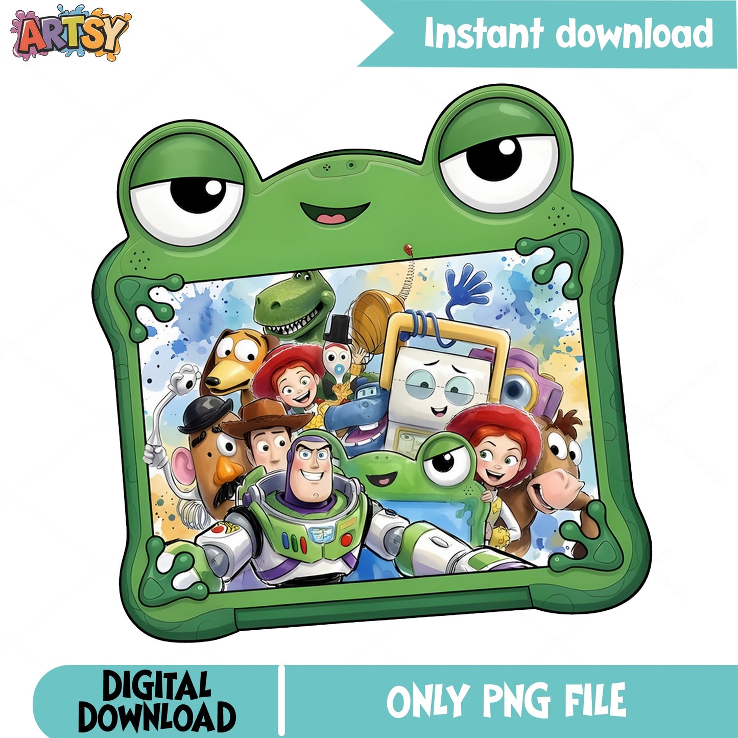 Toy Story Characters Frog Tablet PNG, Disney Pixar PNG, Buzz Lightyear PNG