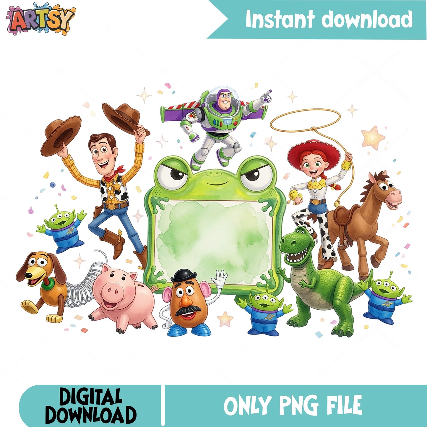 Toy Story Characters Name Frame PNG, Birthday PNG, Disney PNG