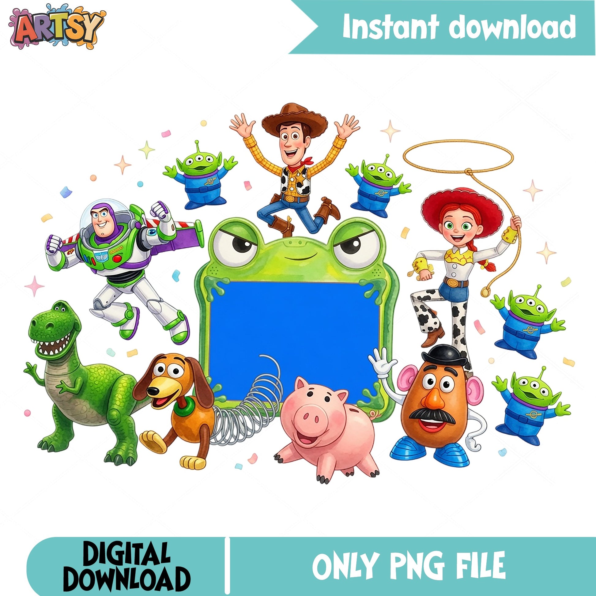 Toy Story Characters Name Frame PNG, Disney Pixar PNG, Birthday PNG