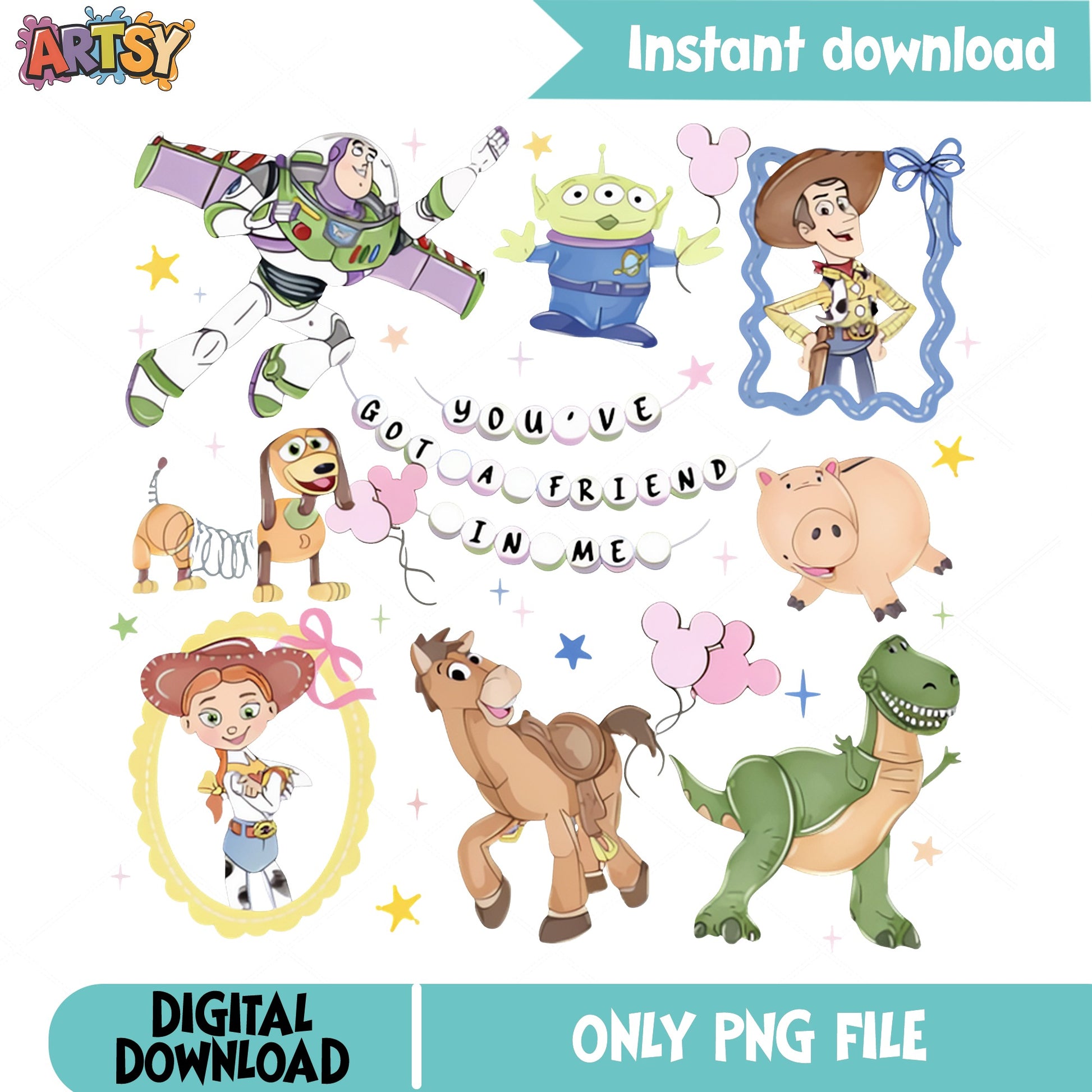 Toy Story Characters PNG Bundle, Buzz Woody Jessie PNG, Disney PNG
