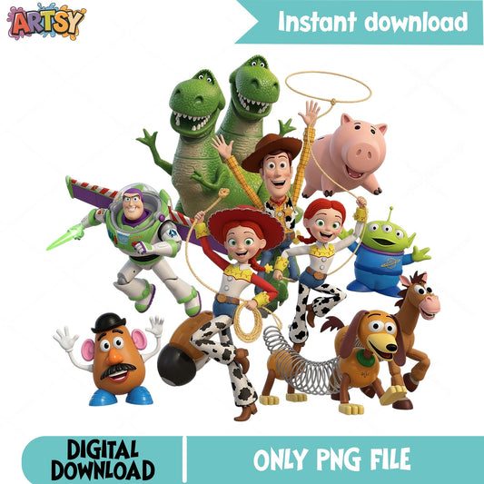 Toy Story Characters PNG Bundle, Disney Pixar Clipart PNG, Buzz Woody PNG