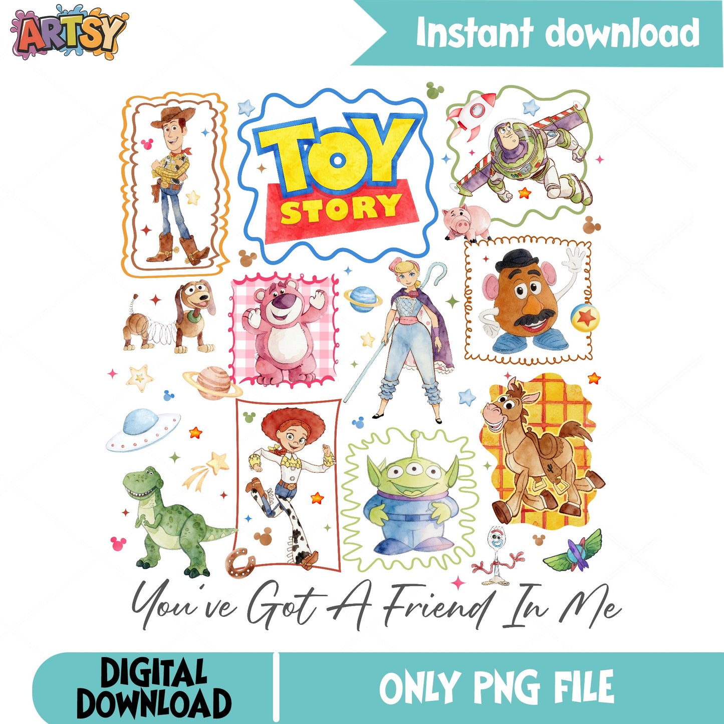 Toy Story Characters PNG Bundle, Disney Pixar PNG, Woody Buzz PNG