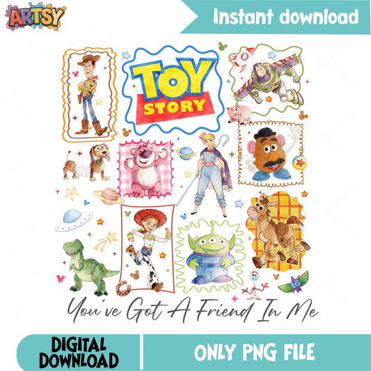 Toy Story Characters PNG Bundle, Disney Pixar PNG, Woody Buzz PNG