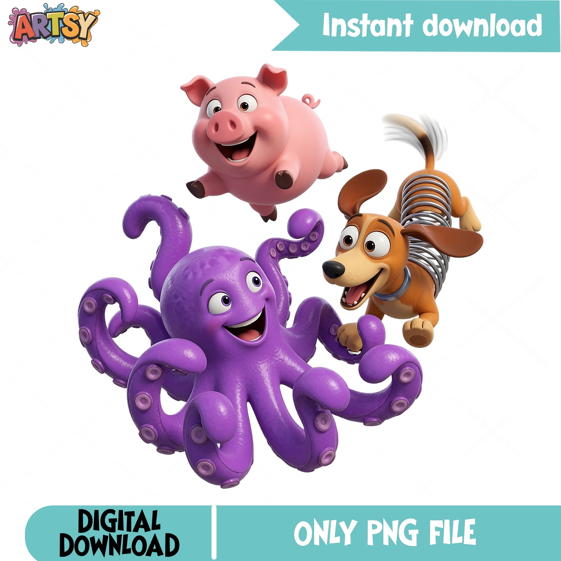 Toy Story Characters PNG Bundle, Slinky Ham Squeeze PNG, Disney PNG