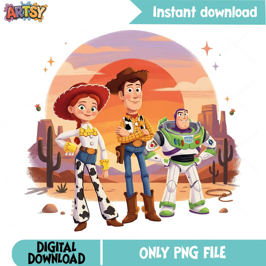 Toy Story Characters PNG, Woody Buzz Jessie PNG, Disney PNG